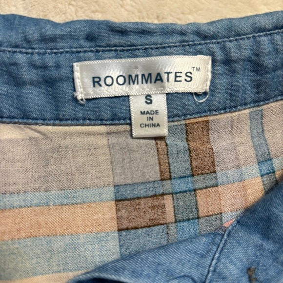 Roommates Top Small Multicolor Plaid Button-Down Shirt Sleeveless Blue Red White - Picture 10 of 13